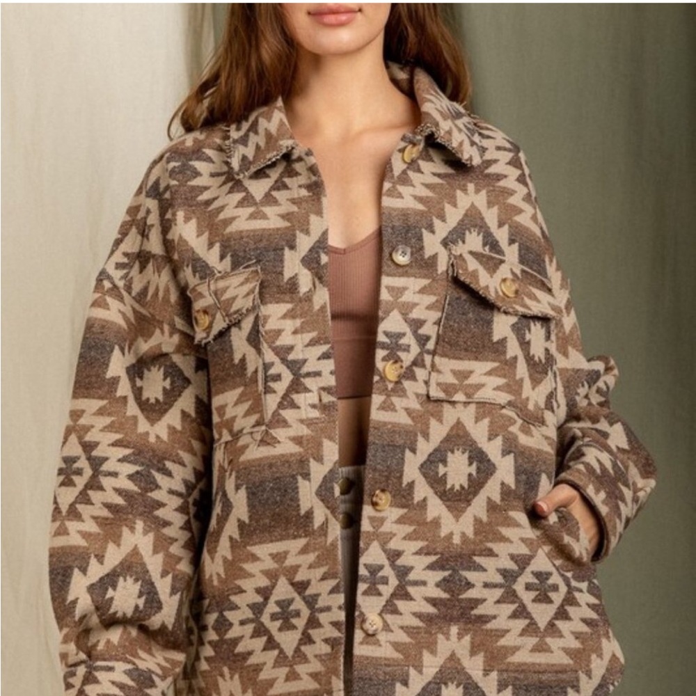 #64 SaLE !!!! New  Aztec Native Print Shacket Western Jacket Coat Southwest Boho